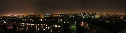 Панорама ночного города по ул.Толе Би от Ауэзова до Розыбакиева. Автор Ирина 